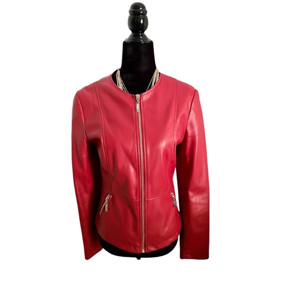 ZARA Faux Leather Red Jacket *MINT CONDITION* - Picture 4 of 8